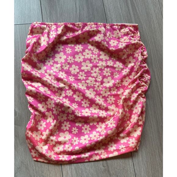 Y2K Unbranded Womens Top Size S Pink and Yellow Floral Tube top Sleeveless Retro - Picture 2 of 5